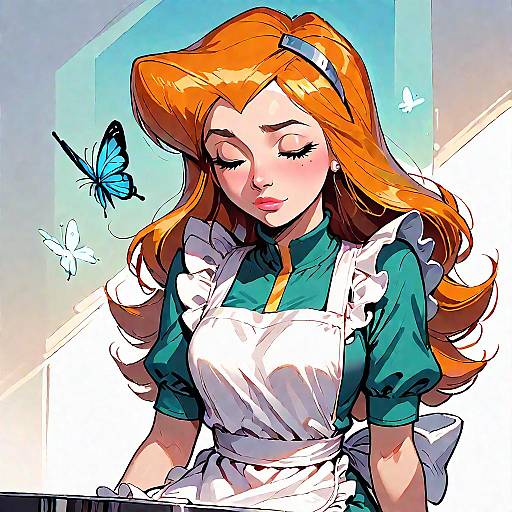 Sleepy Girl with Butterfly Portrait