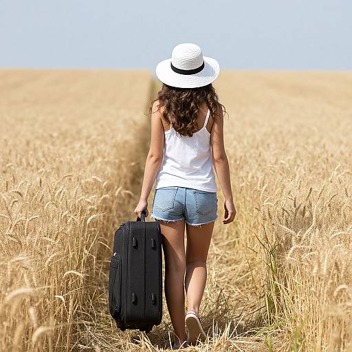 Woman Walking Through Wheat Field