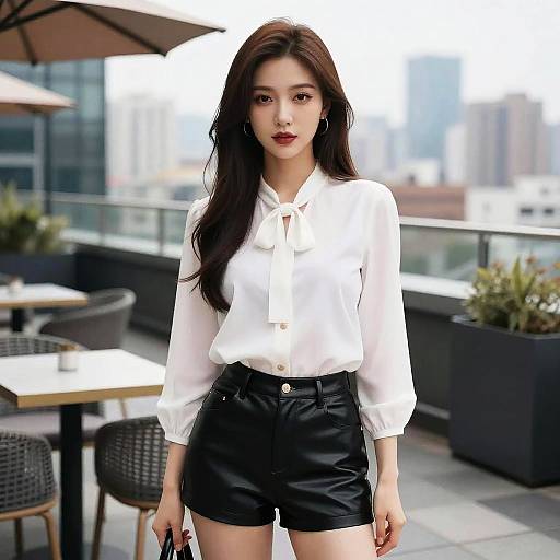 Digital Manga Woman Rooftop Lounge