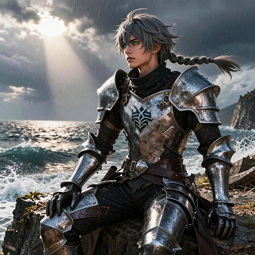 Aether on Storm-Swept Cliff: Defiant Calm