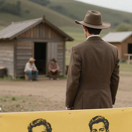 Yellow-Banner Western Standoff Scene