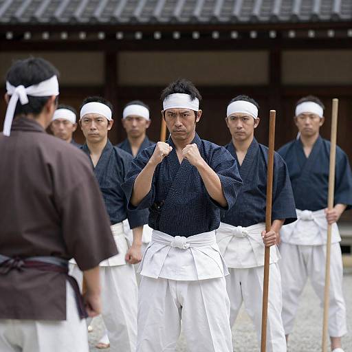 Japanese Martial Artists in Traditional Attire