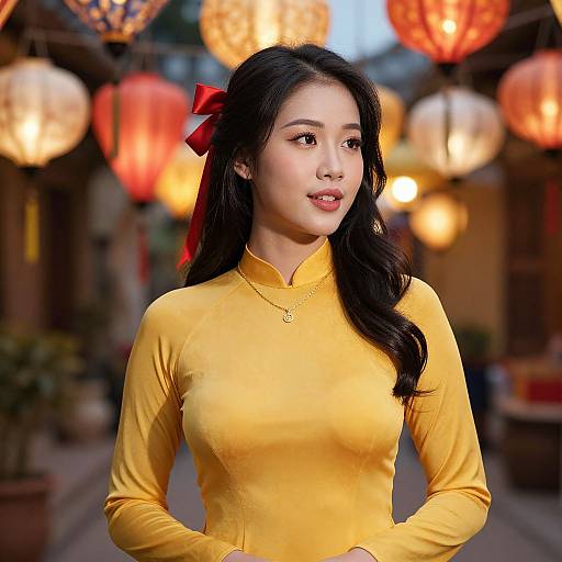 Elegant Asian Woman in Lantern Festival