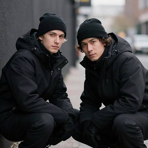 Moody Portrait of Two Men in Winter