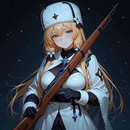 Illustration of Mosin-nagant (girls' frontline), girls' frontline in the style of U-non (annon'an)