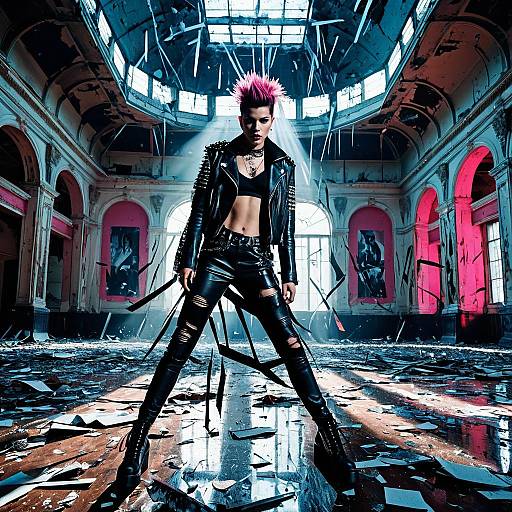 Punk Rocker in Abandoned Grand Ballroom