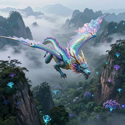 Surreal Bioluminescent Dragon Dreamscape