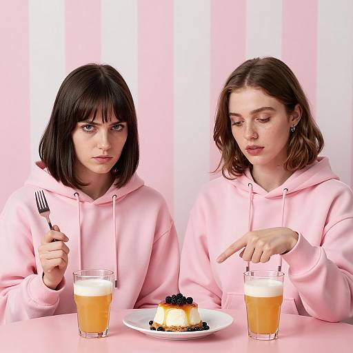 Two Women at a Pink Table