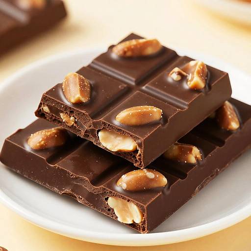 Stack of Dark Chocolate with Peanuts