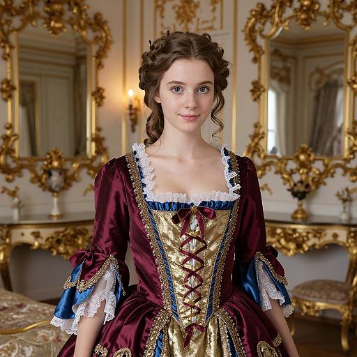 Noblewoman in Baroque Gilded Bedroom