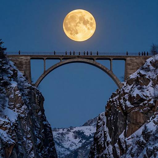 Twilight Bridge Under Golden Moons