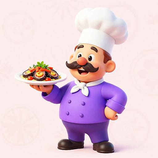 Cheerful Chef with Ratatouille Dish