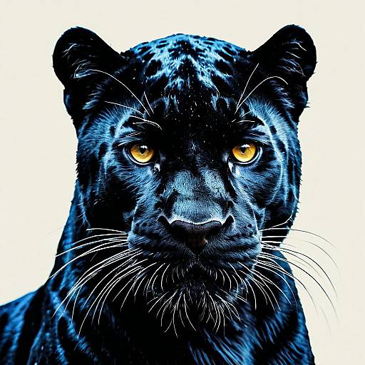 Portrait of Black Panther with Golden Eyes