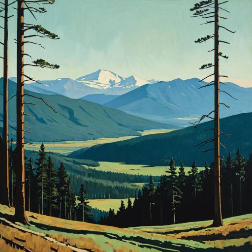 Muted Landscape with Forest and Mountains