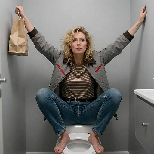 Quirky Bathroom Portrait of Woman