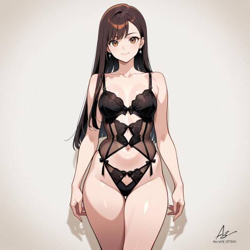 Plus Size Woman in Elegant Black Lingerie