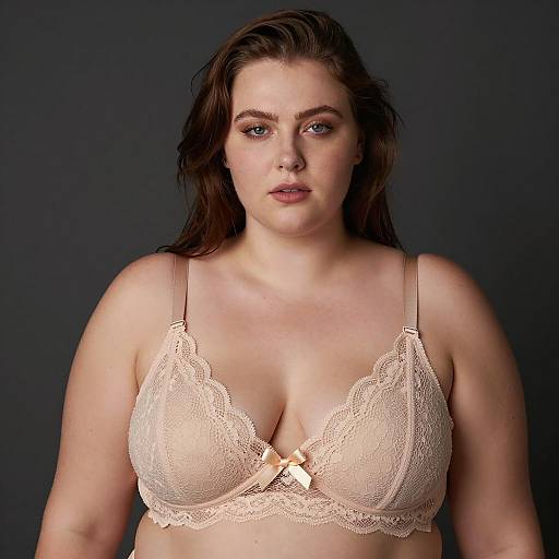 Elegant Plus-Size Model in Lace Bra