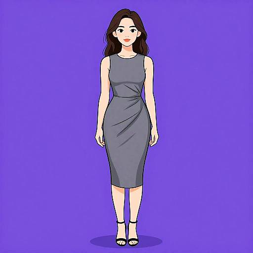 Minimalist Woman in Grey Dress