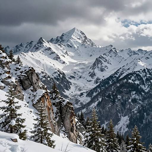 Majestic Snowy Mountain Landscape