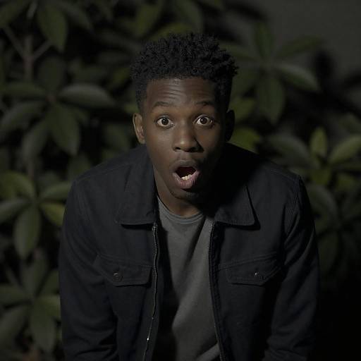 Surprised Young Man in Nighttime Nature