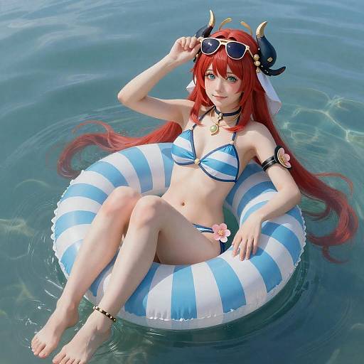 Nilou in Striped Micro Bikini