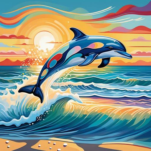 Dolphin Leaping at Sunrise: Artistic Fusion