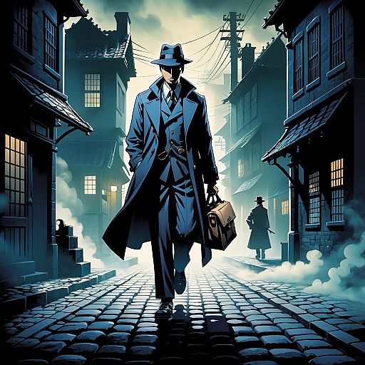 Noir Detective in Dark City Street