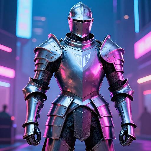 Cyber Knight in Futuristic Armor