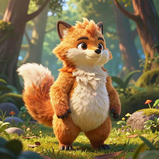 Whimsical Furry Creature in Vibrant Forest