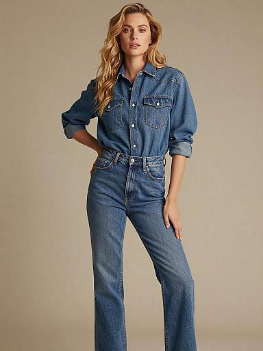 Woman in Classic Denim Outfit