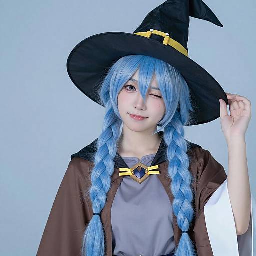 Winking Witch with Blue Twin Braids