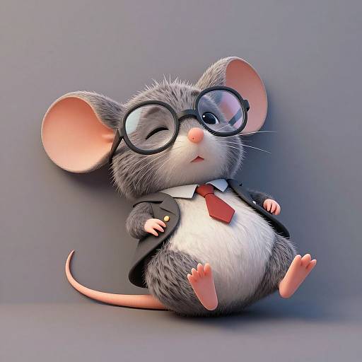 Cute Archivist Mouse 3D Render