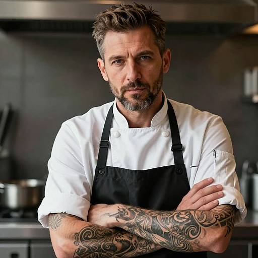 Realistic Portrait of Tattooed Chef