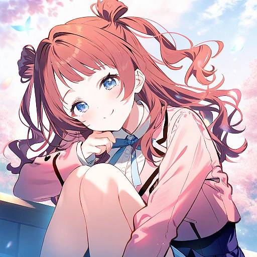 Illustration of Hanami saki, gakuen idolmaster in the style of Riichu