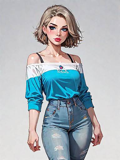Casual Blonde Woman Full-Body Portrait