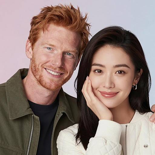 Close-Up Portraits of Smiling Duo