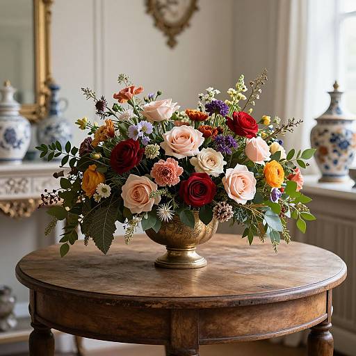 Decorativa Floral Arrangement on Vintage Table