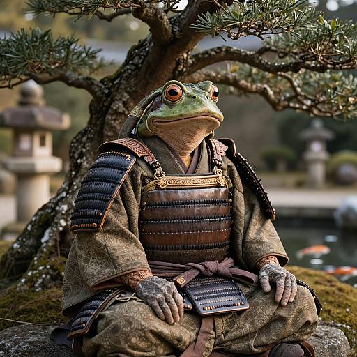 Wise Japanese Frog Samurai Elder Portrait