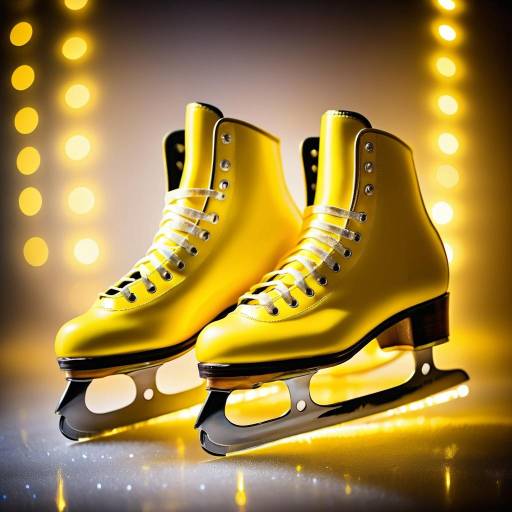 Yellow Ice Skates with Soft Holiday Lights