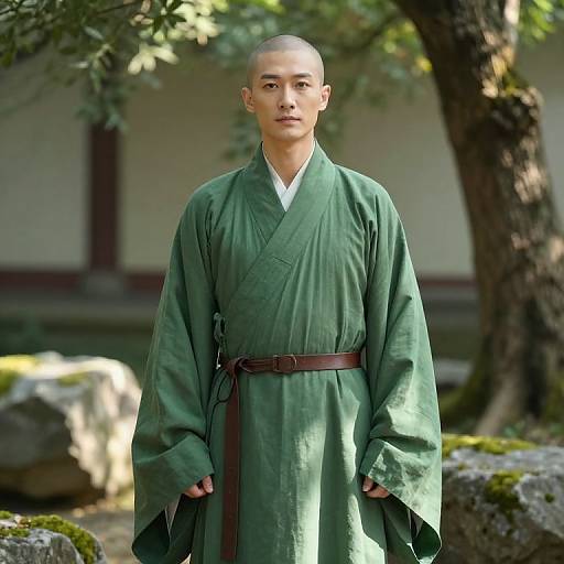 Serene Male Figure in Green Robe