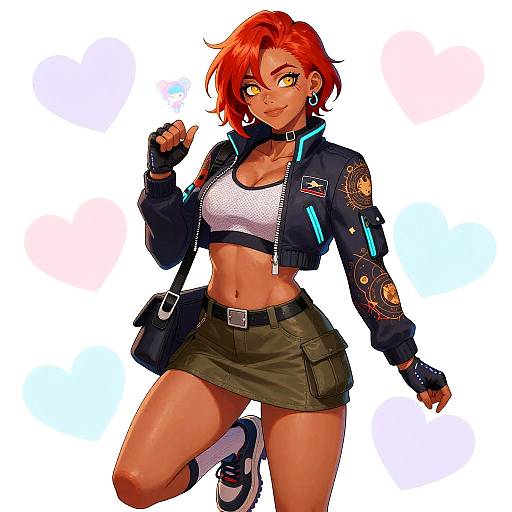 Vibrant Anime Athletic Woman Portrait