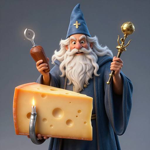 Detailed Magical Cheese Wizard Portrait