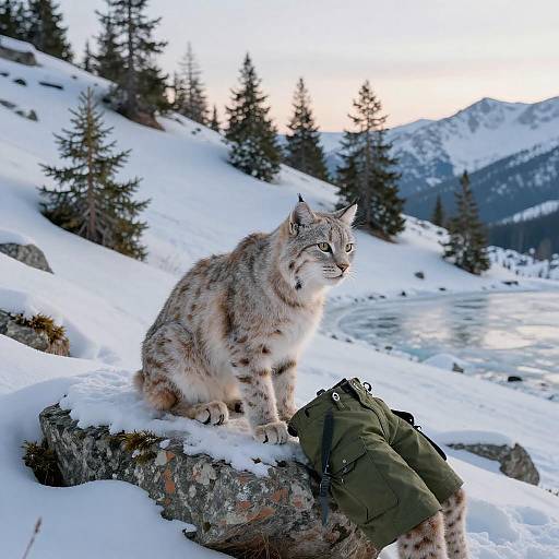 White Bobcat at Dawn on Talus Slope