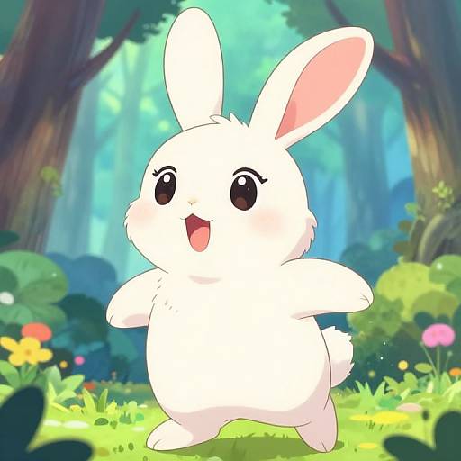Anime Bunny in Magical Forest