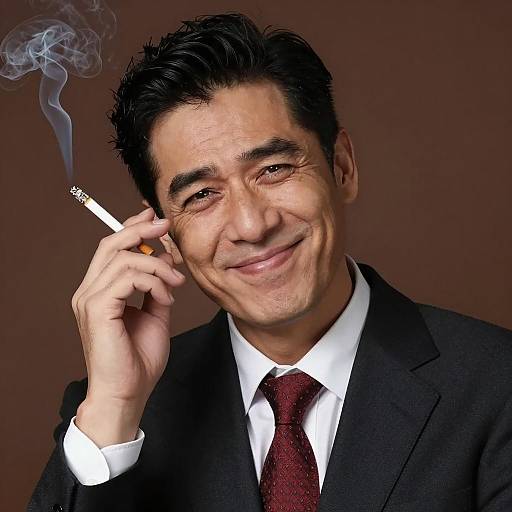 Mischievous Man in Suit with Cigarette