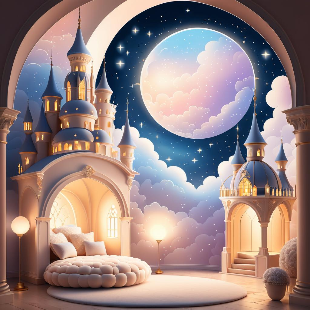 Whimsical Clouds in a Cozy Castle Room