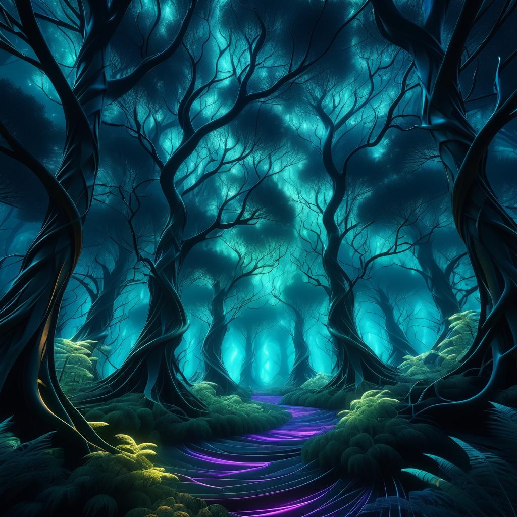 Mystical Forest with Luminous Flora