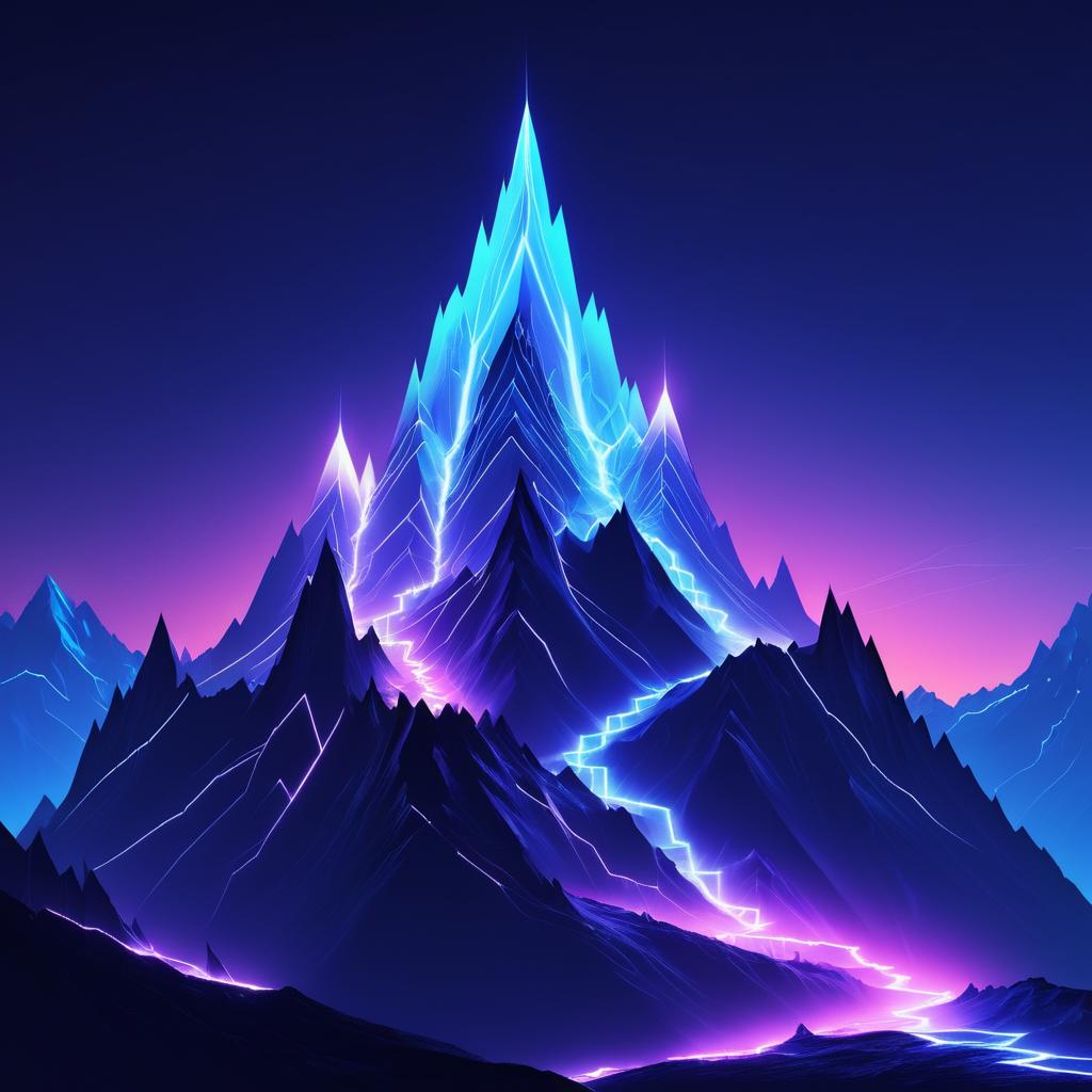 Electro Mountain with Luminous Peaks