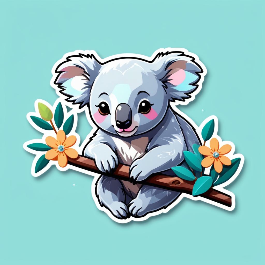 Vibrant Kawaii Koala Sleeping Sticker