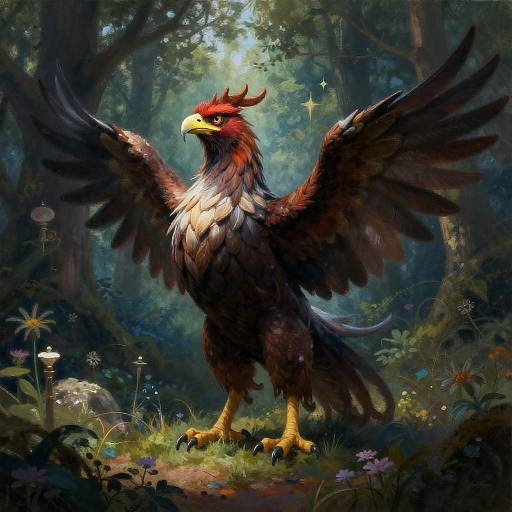 Impressionist Griffin in Enchanted Forest